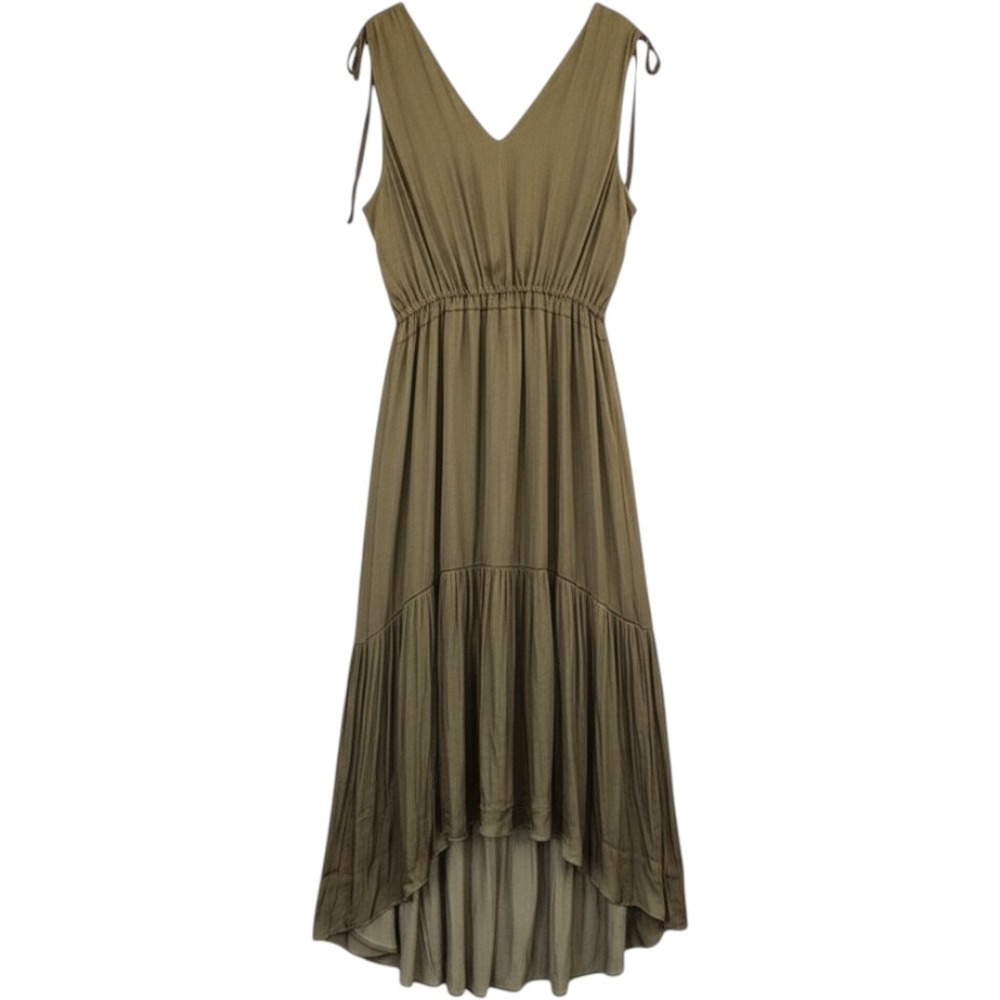 Banana Republic Olive Green Tiered High Low Maxi Dress 585938-00-1 Size 12 NEW